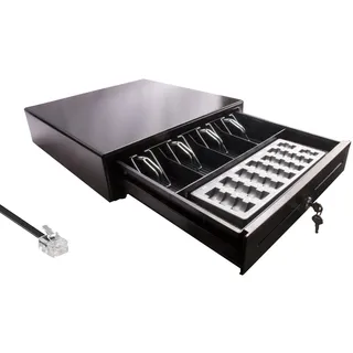 Blitzkasse MINI Kassenlade mit Münzbrett iQCash350MB RJ11/12 35x40x10cm, Geldkassette Münzzählbrett