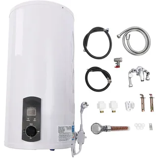 Elektrischer 80L/100L Speicher-Wassererhitzer, Boiler, elektrischer Durchlauferhitzer, Warmwasserboiler, wandmontierter Boiler, LED-Bildschirm mit Handbrause. 80L (Tatsächliche Wasserkapazität: 50L)