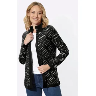 Sieh an! Strickjacke in Schwarz-Ecru-gemustert 48