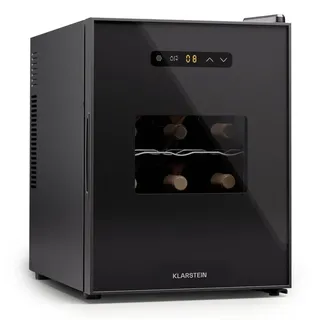 Klarstein Freistehender Weinkühlschrank 1 Zone, Getränkekühlschrank Klein, Kleiner Weinschrank, Wein-Kühlschrank Klein mit Glastür, Indoor/Outdoor