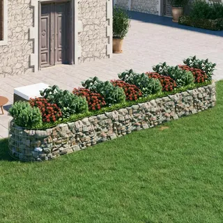 AUVYI Steinkorb Gartendeko Gabionen Hochbeet 500x100x50 cm Gabionenwand Terrasse Säule Gabione Stabile Konstruktion Steingabionen Gabionenkörbe Outdoor Pflanzkorb Verzinktes Eisen