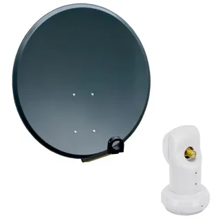 PremiumX Camping Sat Anlage 45cm Digital Satelliten-Schüssel Spiegel Antenne mit Universal Single LNB 4K