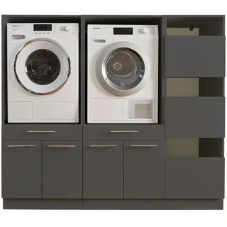 laundreezy Anthrazit, Holzwerkstoff, 2 Schubladen, 185x162x67.5 cm, Waschküche, Hauswirtschaftsraum
