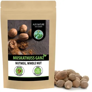 Muskatnuss ganz 10 Stück von Alpi Nature, Muskatnüsse ganz, Nutmeg, Muskatnuss Gewürze zum Kochen und Backen