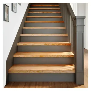 vidaXL Treppenstufen 2 Stk. Hellbraun 90x25x2 cm Massivholz Eiche