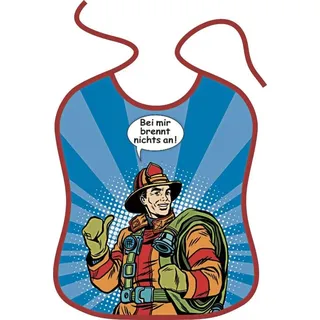 ITATI-Textilien Großes Erwachsenen Lätzchen = Feuerwehrmann = Schönes Motiv Lätzchen mit einem Feuerwehr Mann (BG-44995) Tolles Männergeschenk