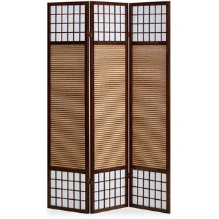 Homestyle4u Paravent Braun, Holz 132x175x2 cm, Wohnzimmer, Raumteiler & Paravents, Paravents