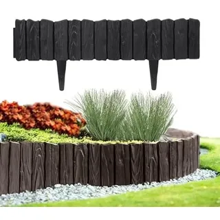 Pullmer Beeteinfassung, Beetumrandung Kunststoff, Rasenkante, Gardenzaun, Palisadenzaun, umrandung Garten, holzoptik (2,3 m; Schwarz)