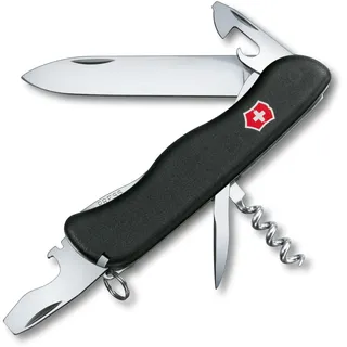 Victorinox Schweizer Taschenmesser, Picknicker, Swiss Army Knife, Multitool, 11 Funktionen, Schraubendreher, Feststellklinge, Schwarz