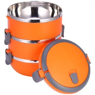Isolierte Lunchbox (Thermo) mit 3 stapelbaren Ebenen im Stil, aus Edelstahl, für heiße Speisen