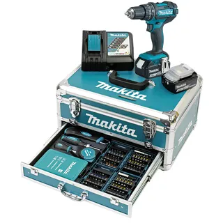 Makita DHP482RFX9 inkl. 2 x 3 Ah + Alukoffer + 96-tlg. Zubehör