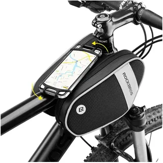 ROCKBROS Fahrrad Rahmentasche mit 360° drehbarer Handyhalterung 4,7 - 6,5 Zoll Schwarz