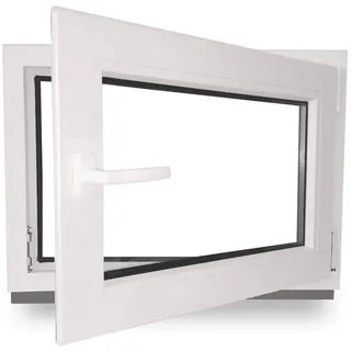 Kellerfenster - Fenster - Dreh- & Kippfunktion - innen weiß/außen weiß - BxH: 100 x 70 cm - 1000 x 700 mm - DIN Rechts - 2 fach Verglasung - 60 mm Profil
