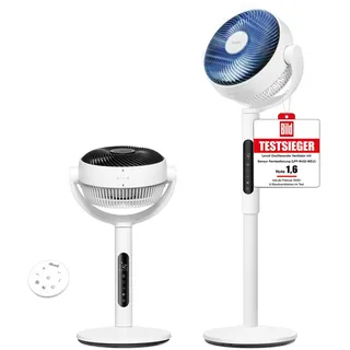 Levoit DC Motor Standventilator, 20dB leiser Ventilator, 30m Wurfweite, 2465m3/h Luftvolumen, Fan mit Fernbedienung und Kühlung, 2 in 1 höhenverstellbar, 4 Modi/12 Stufen/12 Std Timer, Weiß, 110cm