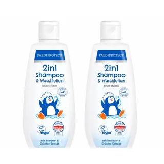 PAEDIPROTECT 2in1 Shampoo & Waschlotion für Babys & Kinder 200 ml, sanfte Reinigung & Haar ohne Parfüm & Mikroplastik, Duschgel spendet Feuchtigkeit für trockene, sensible Haut auch Erwachsene