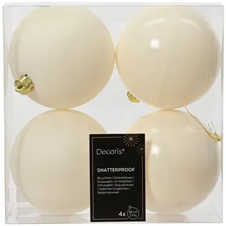 Christmas Decorations Weihnachtsbaumkugeln bruchfest 10 cm 4 Stück Ø wollweiß