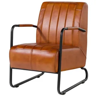 Massivmoebel24 Sessel Echtleder 59 x 85 x 84 cm Cognac