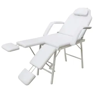 ZHOUMIN Kosmetikstuhl Tragbar, Massagestuhl, Kosmetik Liege, Tantra Liege, Behandlungsliege, Pediküre Stuhl, Bett Für Wimpernverlängerung, Fusspflege Stuhl, Kunstleder 185×78×76 cm Weiß