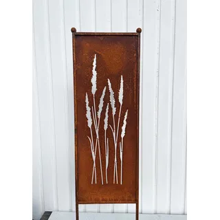 Edelrost Sichtschutz Gräser Motiv 116 cm x 33 cm Paravent zum Stecken Gartenschild Schild Gartenstecker Edelrost Gartendeko Wetterfest Rost Metall Zaun
