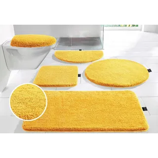 Bruno Banani Badematte Lana, Standard & Premium Qualität, 25 mm oder 30 mm Höhe, rutschhemmend beschichtet, schnell trocknend, strapazierfähig, fußbodenheizungsgeeignet, Polyacryl, rechteckig, Badteppich, Badematten, unifarben, auch als 3 teiliges Set & rund gelb rechteckig | 60 cm x 100 cm