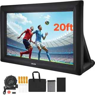 Vevor aufblasbare Filmleinwand Projektion Beamer Leinwand aus 600D, Projektionsleinwand mit tragbarer Aufbewahrungstasche, 16:9, Filmprojektion für Heimkino Mottoparty Poolspaß (513 x 185 x 330 cm)