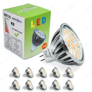 ENERGMiX 10x warmweiße LED Reflektor Lampe Leuchtmitel mit MR16 / GU5.3 Fassung 12V 4W