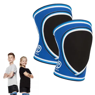 Rehband PRN Knieschoner für Kinder - 3mm Neopren Kniebandage für Jungen & Mädchen, leichte Kinder Knieschoner für Handball, Volleyball und anderen Hallensport - 1 Paar, Farbe:Blau, Größe:M