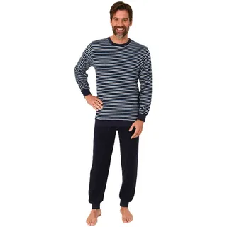 NORMANN Langarm Schlafanzug Frottee Bündchen in blau1 | Gr.: 58