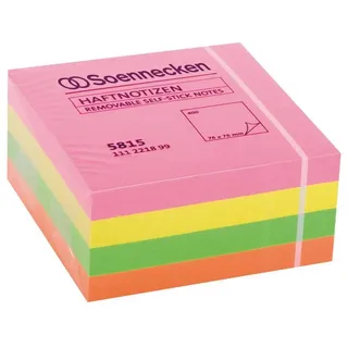 SOENNECKEN Haftnotizwürfel 5815 75x75mm 400Blatt neonfarben