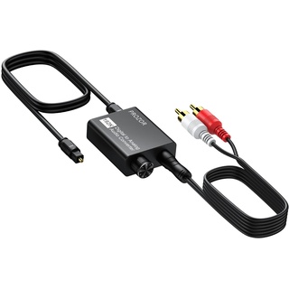 PROZOR DA Wandler 192kHz DAC Konverter SPDIF zu Cinch Konverter mit Audio-Verstärker-Chip, 2m Optisches zu RCA Kabel Digital zu Analog Audio Wandler für HDTV DVD/Blu-ray-Playern Spielekonsolen