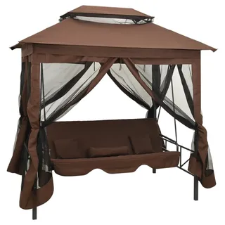 vidaXL Pavillon umwandelbare Schaukelbank 2,20 x 1,60 m kaffeebraun