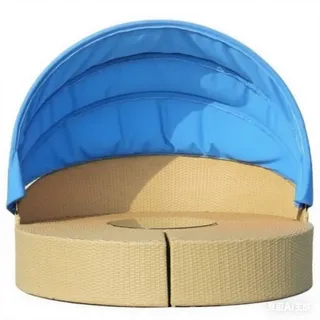 Ersatzüberdachung Für Sonneninsel, Patio Ersatzdach Für Runde Tagesbetten – Retractable Sonnendach Für 66 Zoll Outdoor Rattan Sonnenliege, Nur Baldachin-Blue