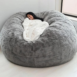 Leepesx Startseite Schwamm Bett Sitzsack Stuhlbezug Schonbezug Doppelschlafzimmer Balkon Große Couch Runder weicher Flauschiger Bezug Keine Füllungen (Nur Bezug)