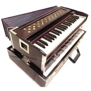 HAHAPA Musikalisches hölzernes Harmonium mit Koppler, tragbar, zusammenklappbar, 3,5 Oktave, 9 Stopper