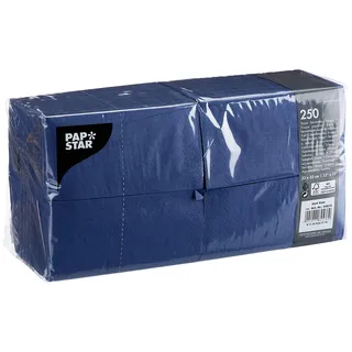 Papstar 250 Servietten, 3-lagig 1/8-Falz 33 cm x 33 cm, dunkelblau