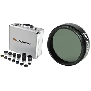 Celestron 94303 Okular- und Filter-Kit – 14-teiliges Teleskopzubehör-Set & 94119-A 1,25'' Mondfilter