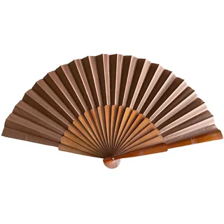 La Señorita Flamenco Fächer, Handfächer, Tanzfächer - Stoff und Holz -XL - 30 cm hoch x 55 cm breit (Braun)
