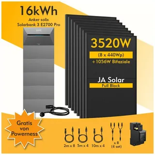 16 kWh mit 5x BP2700 Akku und 8x 440 W Solarpanel