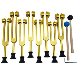 Lisher Stimmgabel-Set für Heilung, Klangtherapie (126,22 Hz, 136,1 Hz, 141,27 Hz, 172,06 Hz, 194,18 Hz, 210,42 Hz, 221,23 Hz) Gold