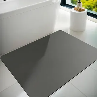 Dolic Badematte, Badevorleger, Gummi, rutschfest, dünn, saugfähig, schnelltrocknend, schmutzabweisend Vorleger für Badezimmerboden, Badewanne und Duschraum im Außenbereich (Dark Grey, 60 x 90 cm)