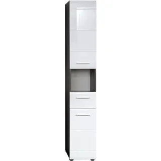 trendteam Line Hochschrank 30 x 182 x 31 cm Grau/Weiß Holz