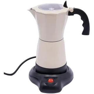 DHQCQL Espressokocher Elektrisch 300ml, 480W 220V Kaffeekocher Elektrisch mit Base, Elektrische Espressokocher für 6 Tassen, Kaffeekocher Elektrisch für Reisen oder Camping (Weiß)