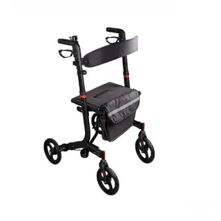 RIDDER Rollator Comfort Plus leicht schwarz zusammenklappbar mit Tasche und LED