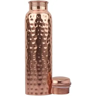 Omnegon Wasserflasche aus reinem Kupfer, 1 l, ayurvedische gehämmerte Kupferflasche, gut für die Gesundheit