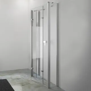 HÜPPE Design pure U-Kabine mit 2 Schwingfalttüren, Maßanfertigung, Glas ohne Anti-Plaque, Duschkabinen, silber matt