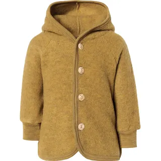 Engel - Wollfleece-Kapuzenjacke HOLZKNÖPFE in safran melange, Gr.50/56
