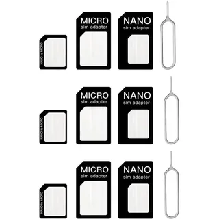 4 in 1 Nano SIM Karten Adapte, 3 Set Nano-SIM Adapter, SIM-Karten-Adapter mit SIM-Auswurfstift, kompatibel mit Smartphone