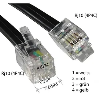 Kab24® Modularkabel RJ10 Stecker (4P4C) auf RJ10 Stecker (4P4C)