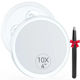 Auxmir Vergrößerungsspiegel 10-Facher mit 3 Saugnäpfen, Runde Make Up Spiegel mi