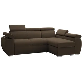 Mirjan24 Eckcouch Textil mit Bettkasten und Schlaffunktion 3-Sitzer Braun